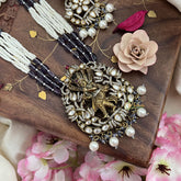 Trendy Multilayer Victorian Diamond Krishna Pendant Haram-Purple-VV1498